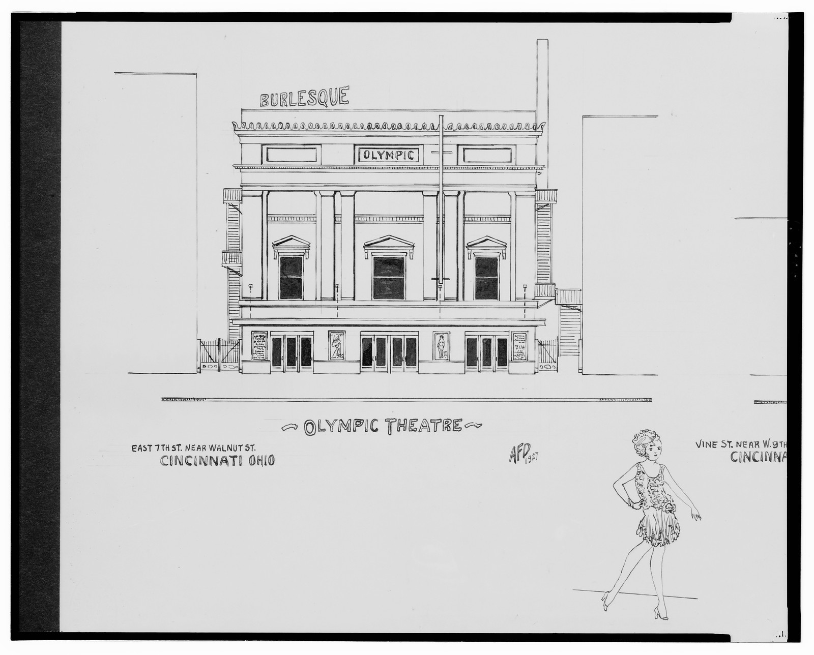 [Olympic Theatre, E. 7th St. near Walnut St., and Empress Theatre, Vine St. near W. 9th St., Cincinnati, Ohio] / AFD 1927., And Engineering (ADE) Drawings — vintage poster