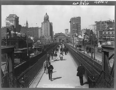New York and Brooklyn Bridge: Promenade and Manhattan [street railroad] Terminal