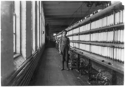 Jo Bodeon. A back-roper" in mule room. Chace Cotton Mill Vt. Location: Burlington Vermont."