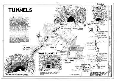Tunnels: Blue Ridge Parkway drawing sheet with plans and portals