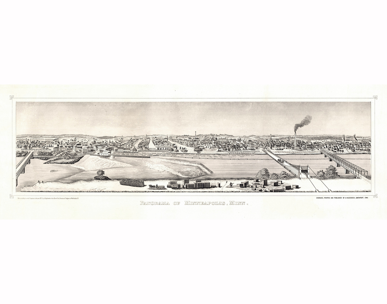 Minneapolis, Minnesota, 1873, 1873 — antique map