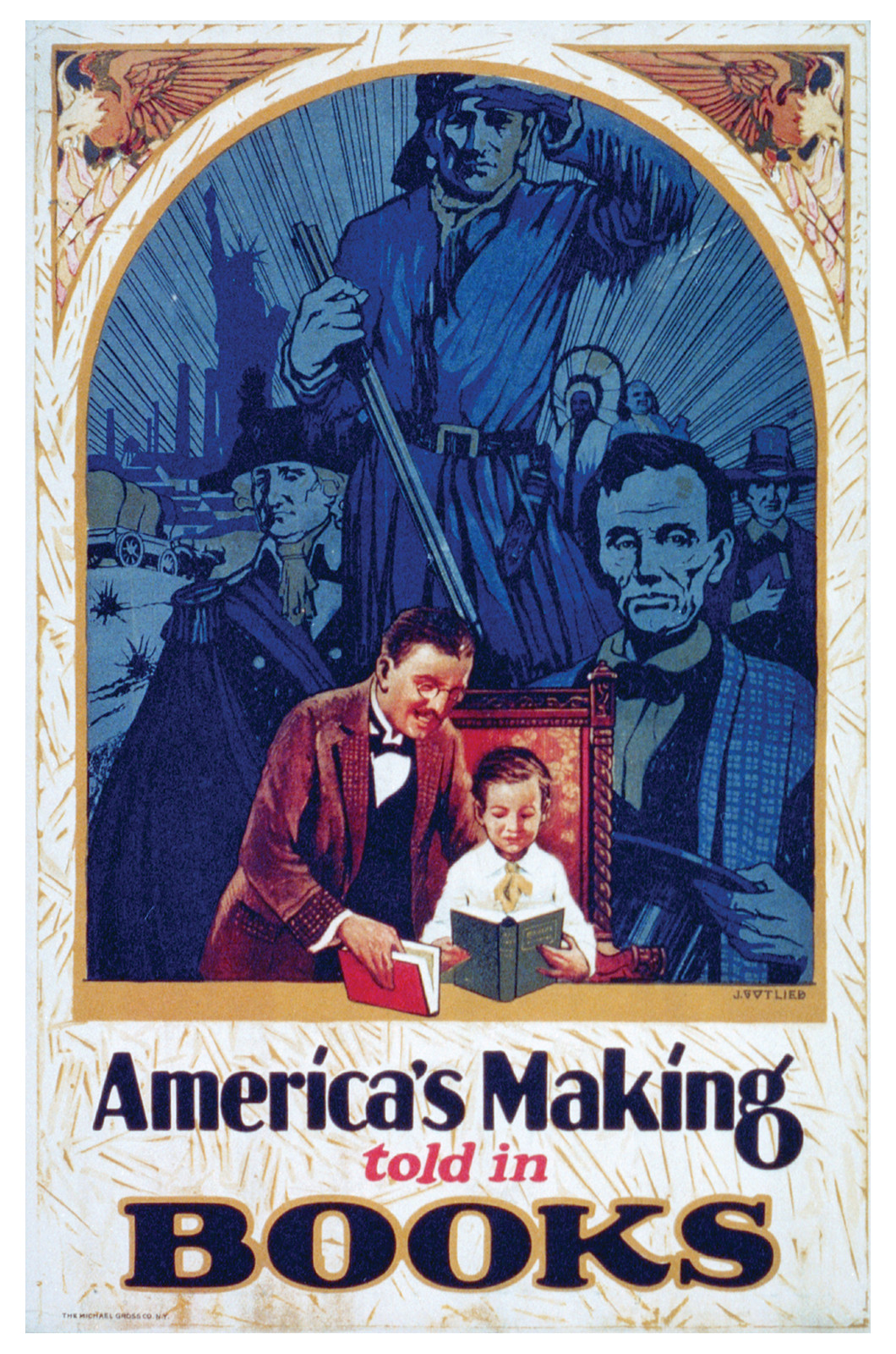 America's Making Told in Books, 1920s — vintage poster
