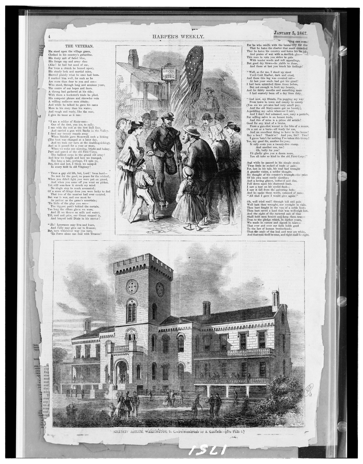 Military asylum, Washington, D.C. / photographed by A. Gardner. The veteran, published 1867. — historic photograph