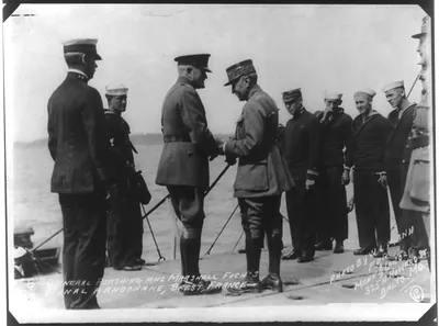 General Pershing and Marshall Foch's final handshake, Brest, France