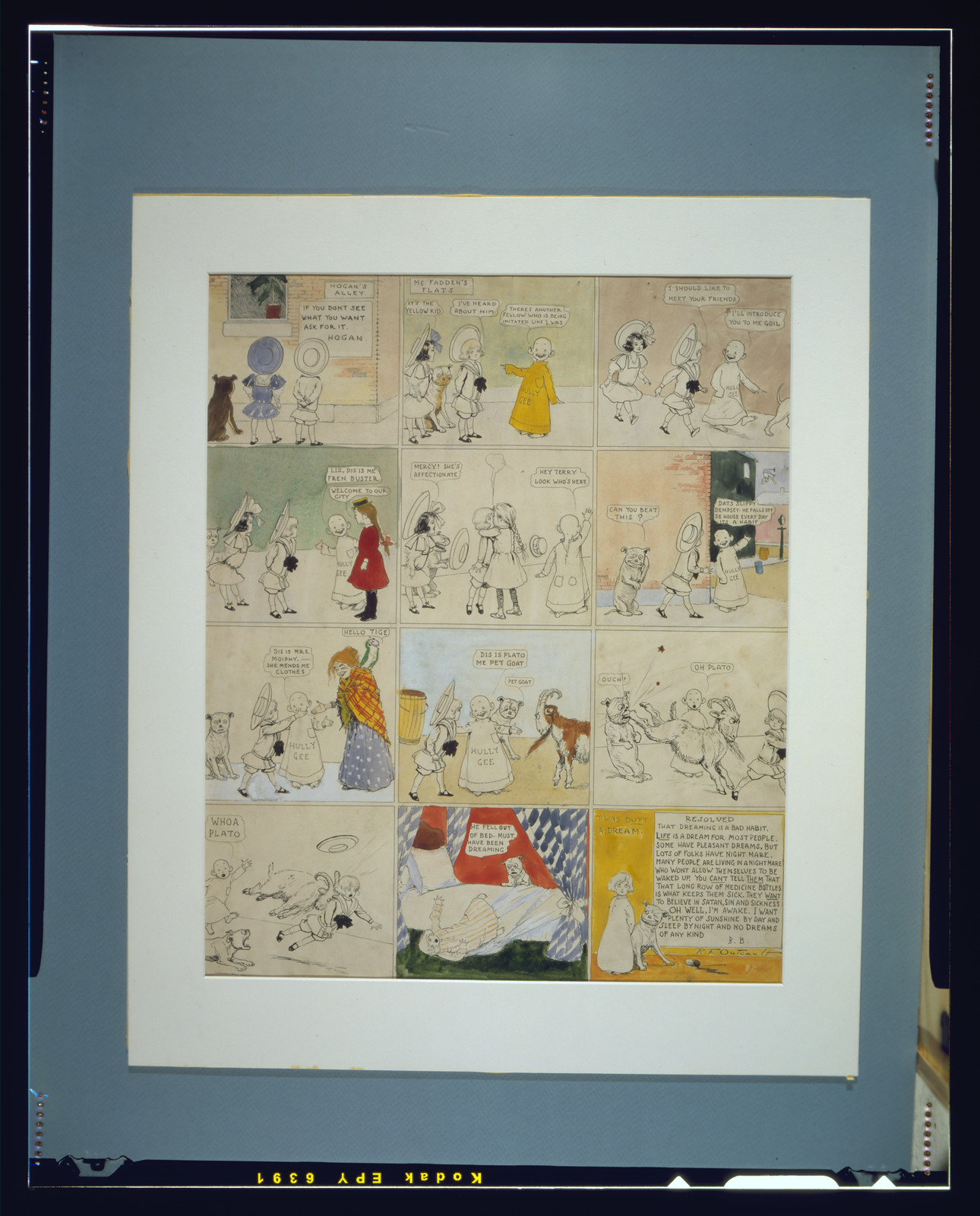 [The Yellow Kid, he meets Tige and Mary Jane and], [1907] July 7. — historic drawing