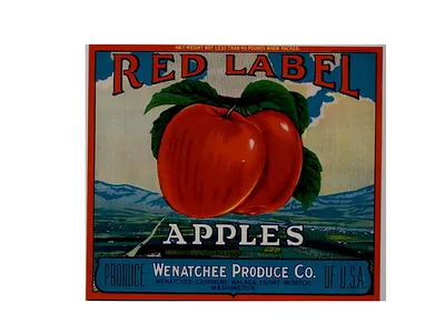 Red Label Apples crate label, Wenatchee Produce Co.