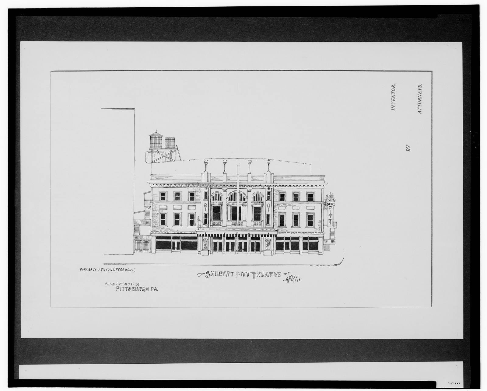 [Shubert Pitt Theatre (formerly Kenyon Opera House), Penn Ave. and 7th St., Pittsburgh, Pennsylvania] / AFD 1929., And Engineering (ADE) Drawings — vintage poster
