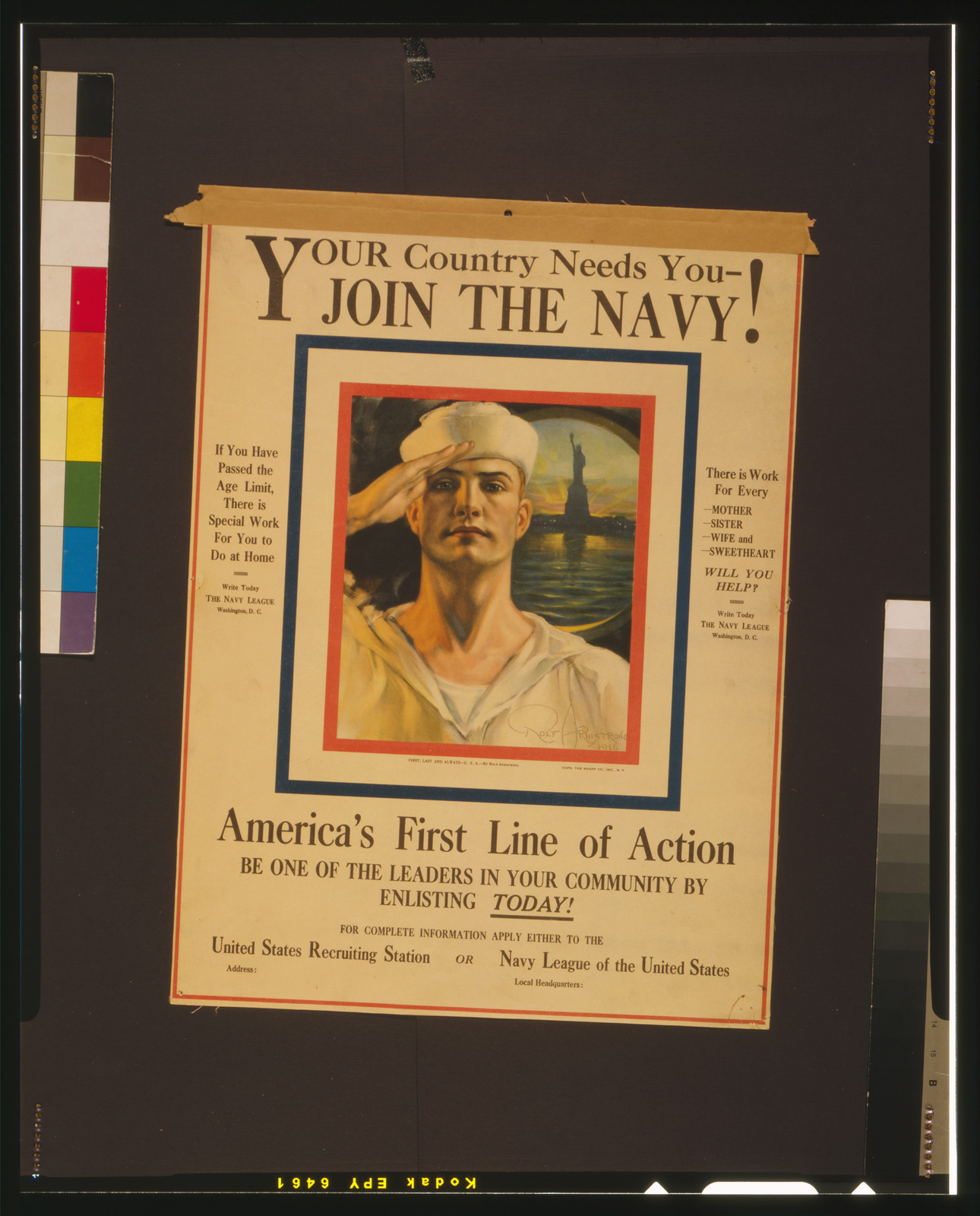Your country needs you - join the Navy! / Rolf Armstrong 1916., 1916 — vintage poster