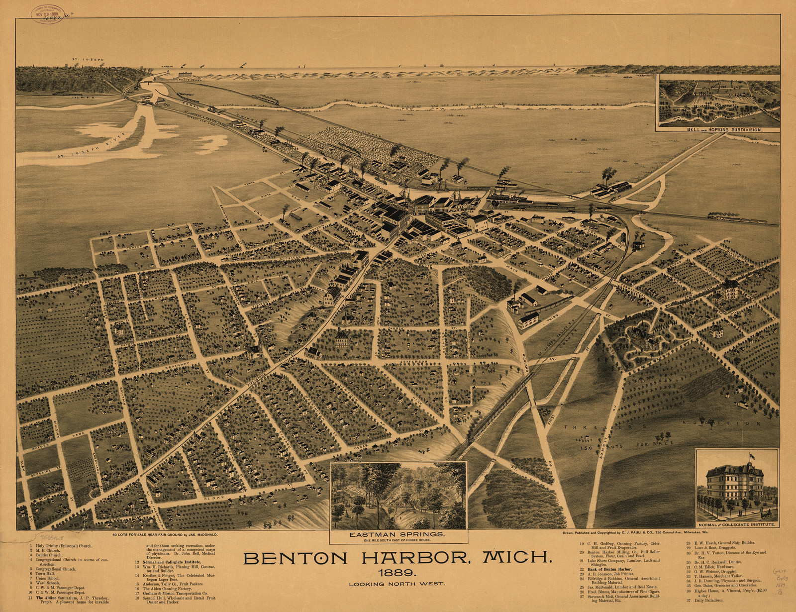 Benton Harbor, Michigan, 1889, 1889 — antique map
