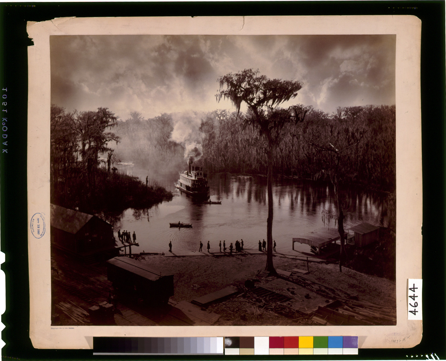 [Steamboat approaching dock, view from the Morgan house, Silver Springs, Florida], [Niagara Falls, N.Y. : Geo. Barker,] c1886 June 15. — historic photograph