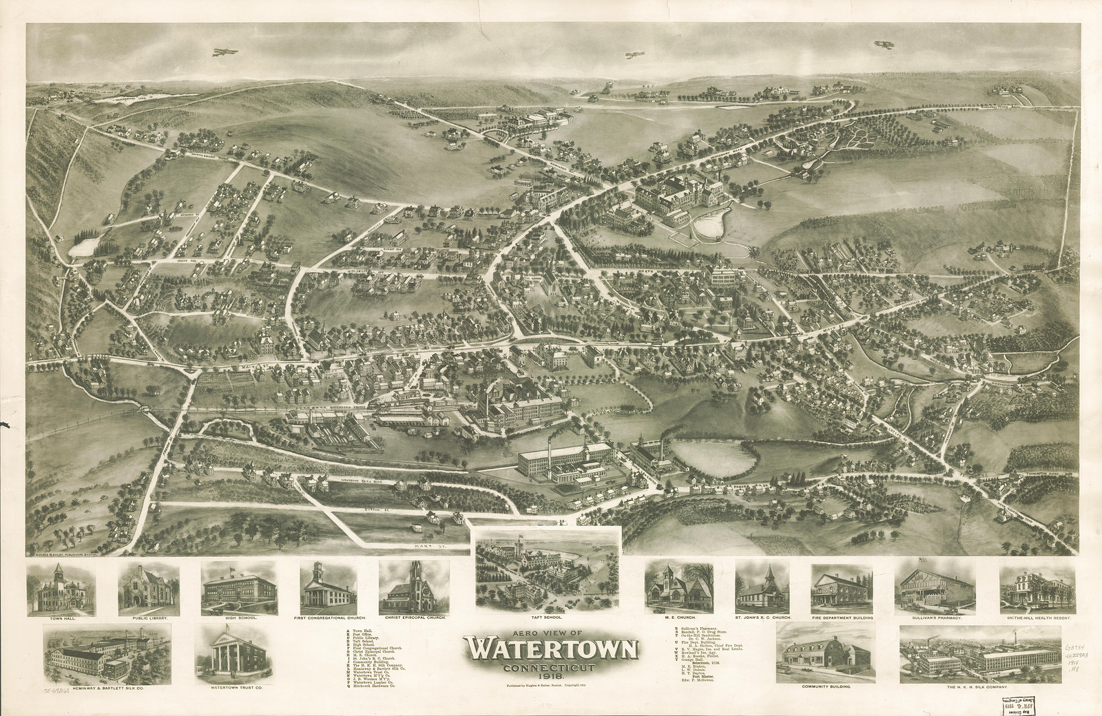 Watertown, Connecticut, 1918, 1918 — antique map