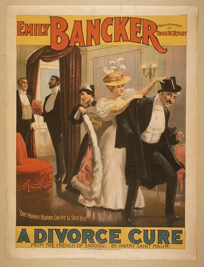 Emily Bancker in A Divorce Cure theatre poster