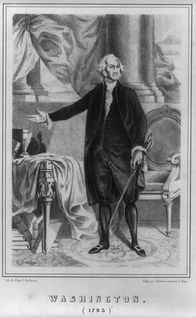 [George Washington, 1732-1799. Foreign portraits. Full, standing, facing right]