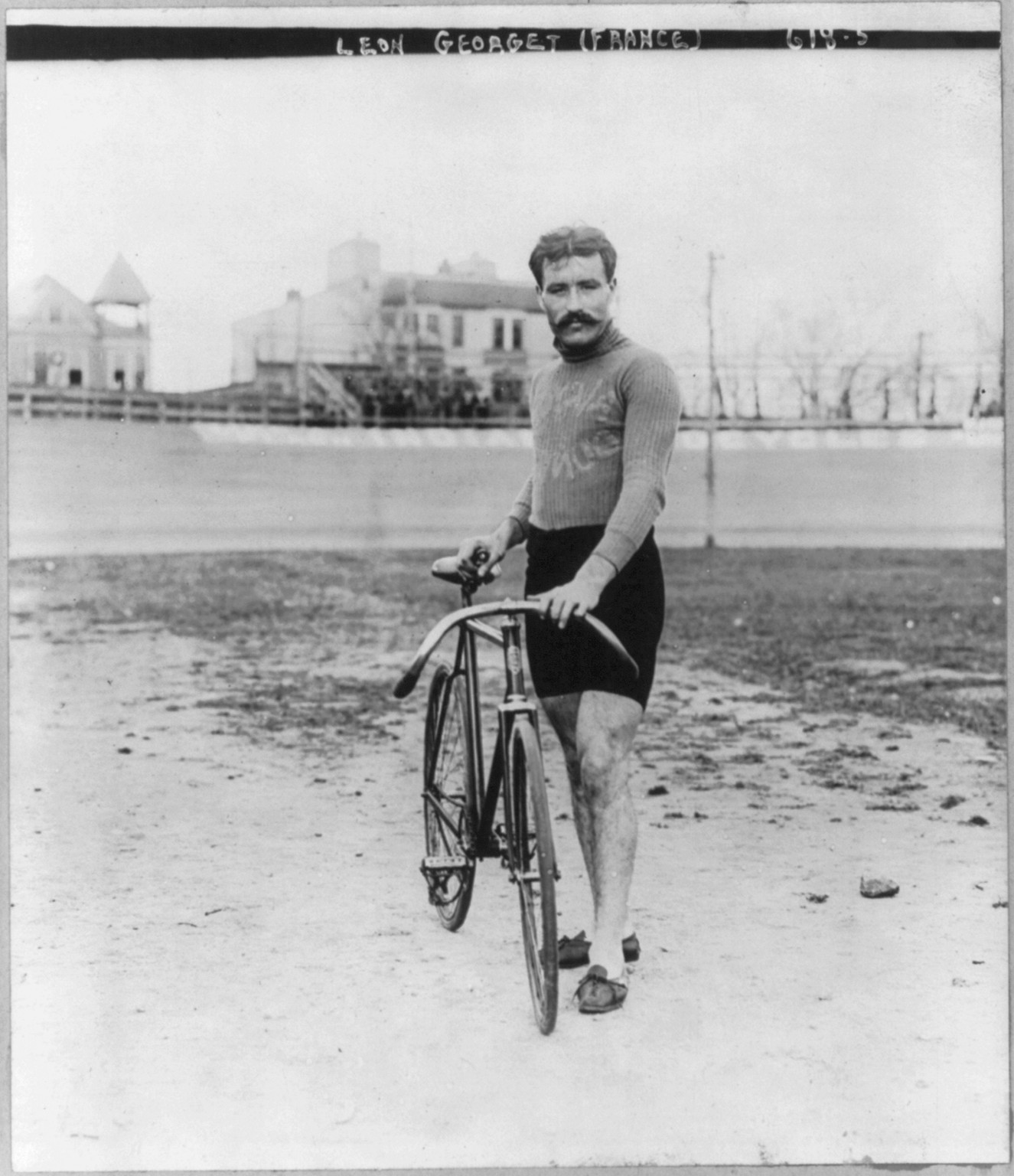 Bicycle riders: Leon Georget, 1908 Dec. 2. — historic photograph