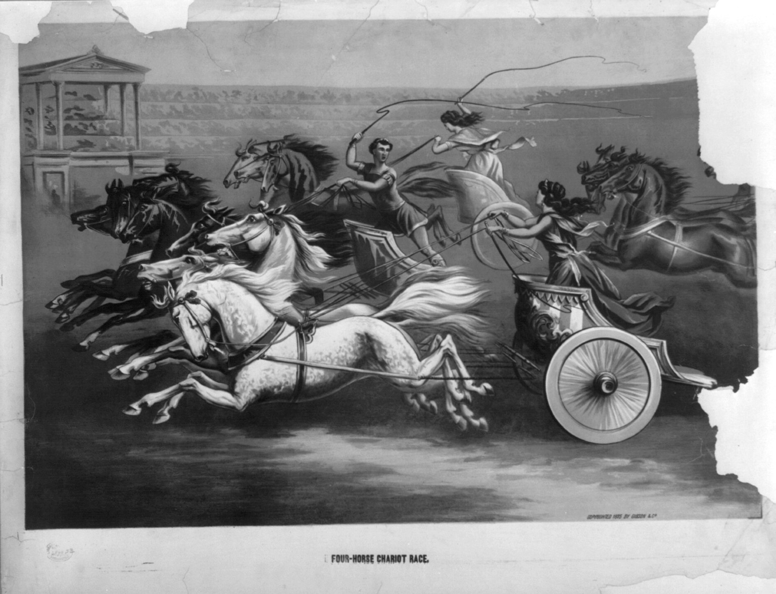 Four horse chariot race, c1875. — historic print