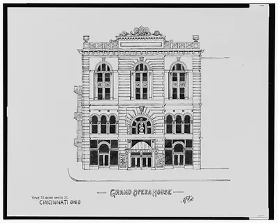 Grand Opera House facade elevation drawing, Cincinnati Ohio