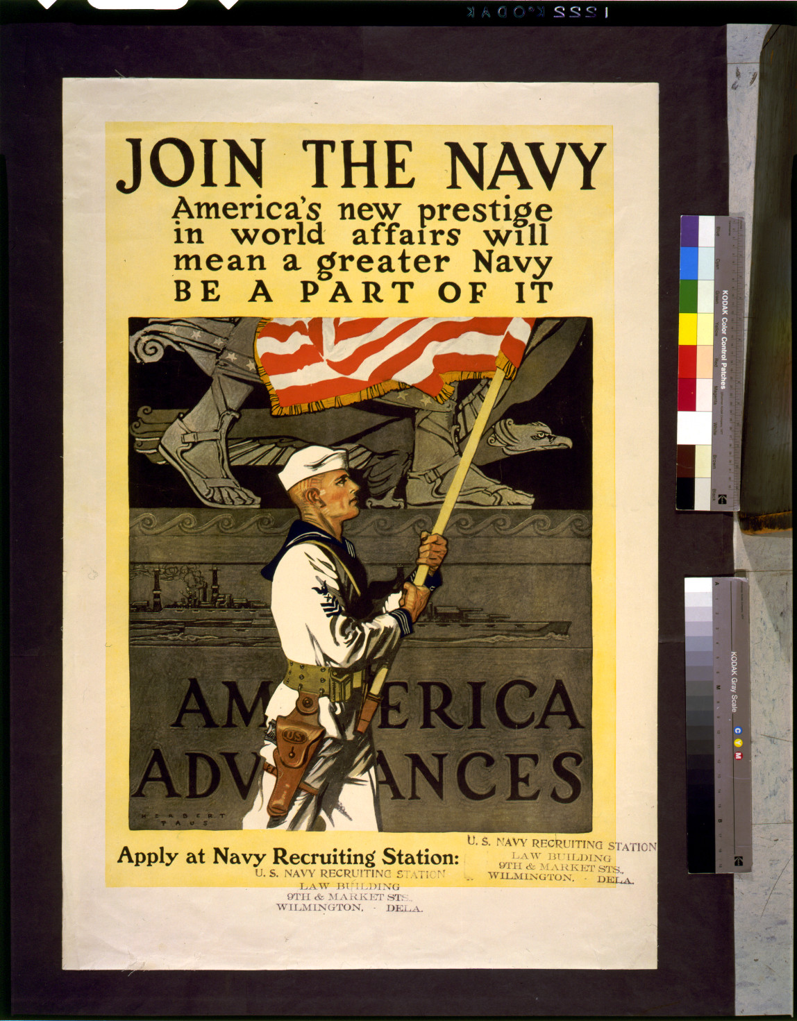 Join the Navy Americas new prestige in world affairs will mean a greater Navy. Be a part of it. America advances / Herbert Paus., 1919 — vintage poster