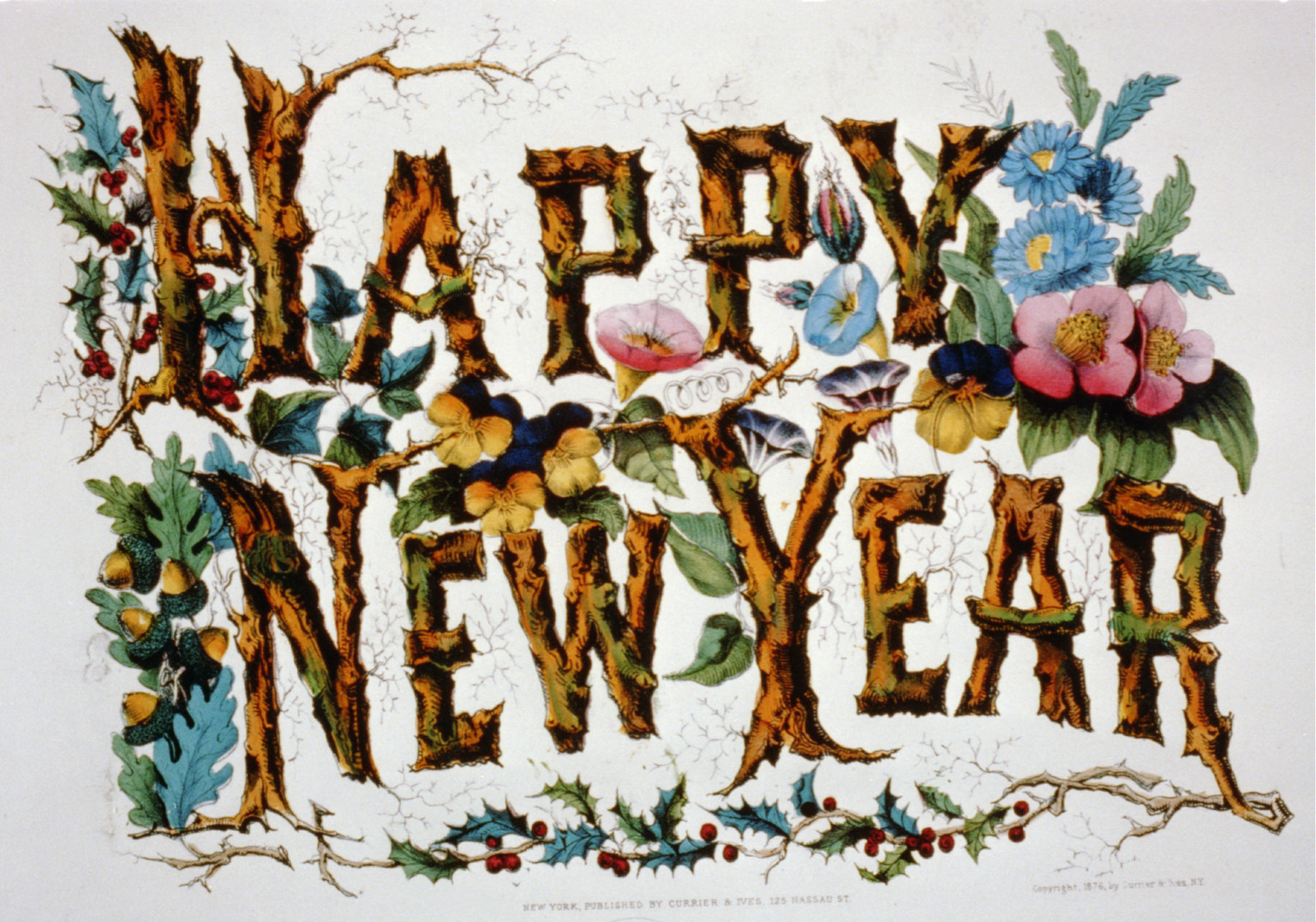 Happy new year, New York : Published by Currier & Ives, c1876. — antique lithograph