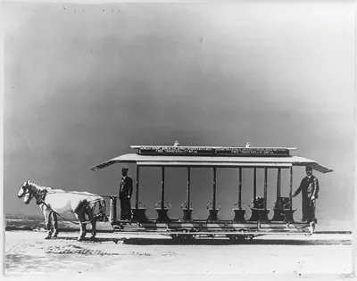 [Horse-drawn street railroad car, Washington, D.C.]