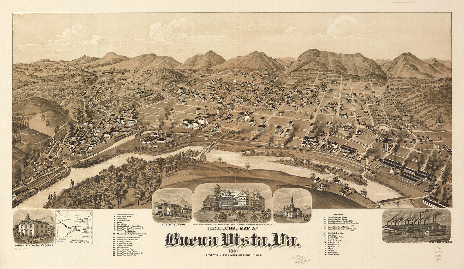 Buena Vista, Virginia, 1891, 1891 — antique map
