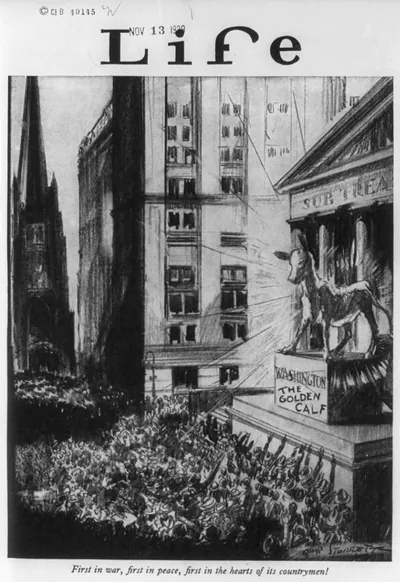 [Cartoon related to the stock market crash of 1929]: First in war first in the hearts of its countrymen!""