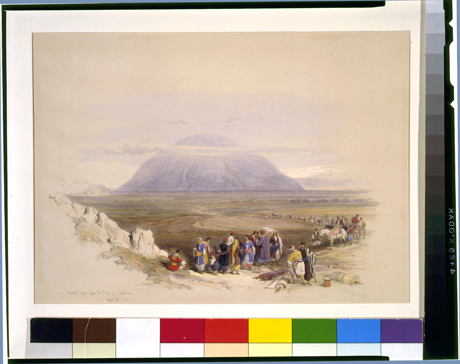 Mount Tabor from the Plain of Esdraelon April 19th 1839, [published 1842] — antique lithograph