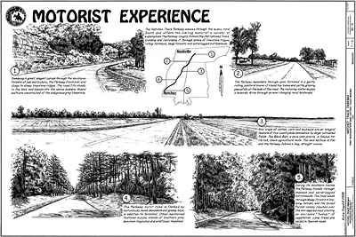 Motorist Experience: Natchez Trace Parkway pen-and-ink panel sheet