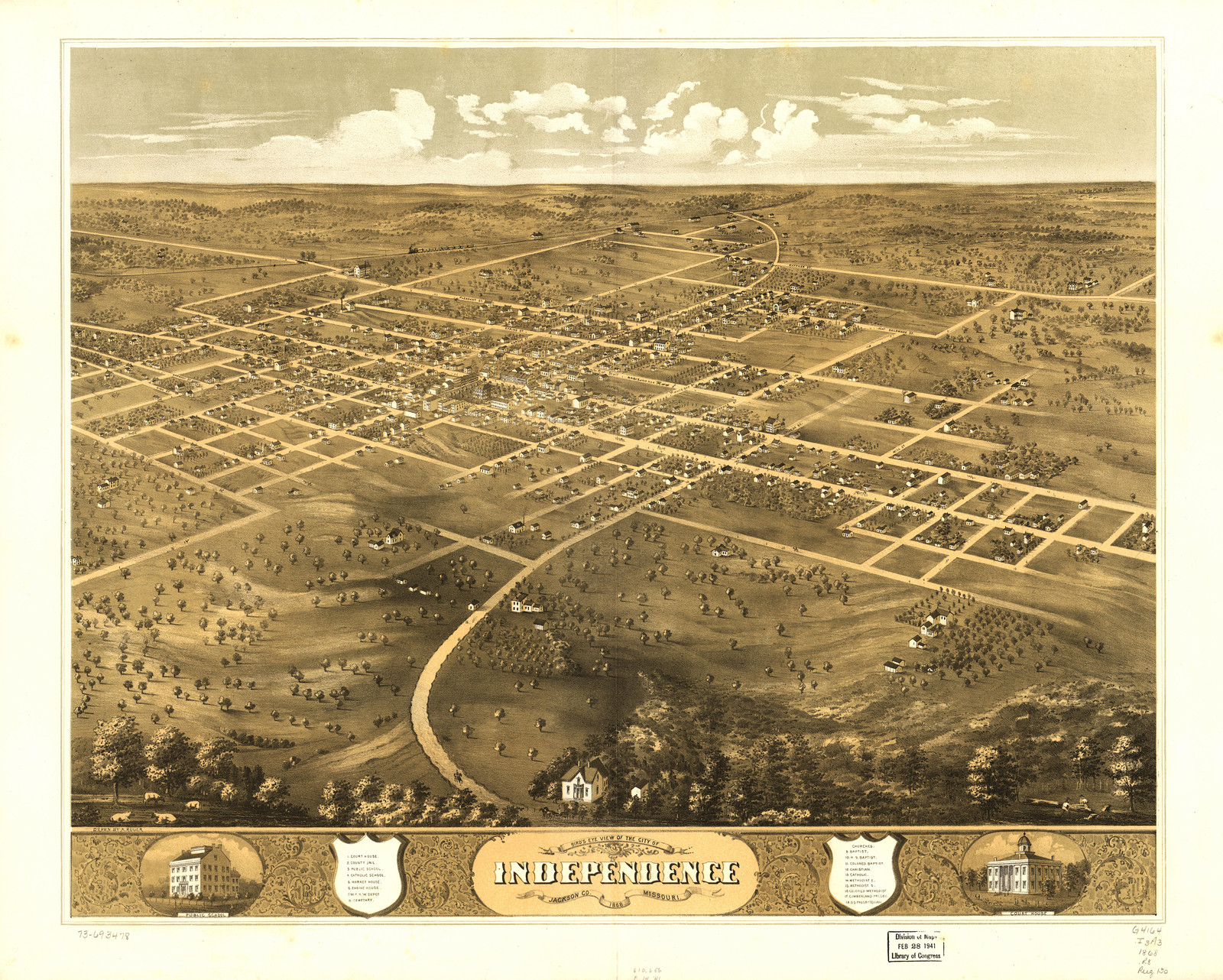 Independence, Missouri, 1868, 1868 — antique map