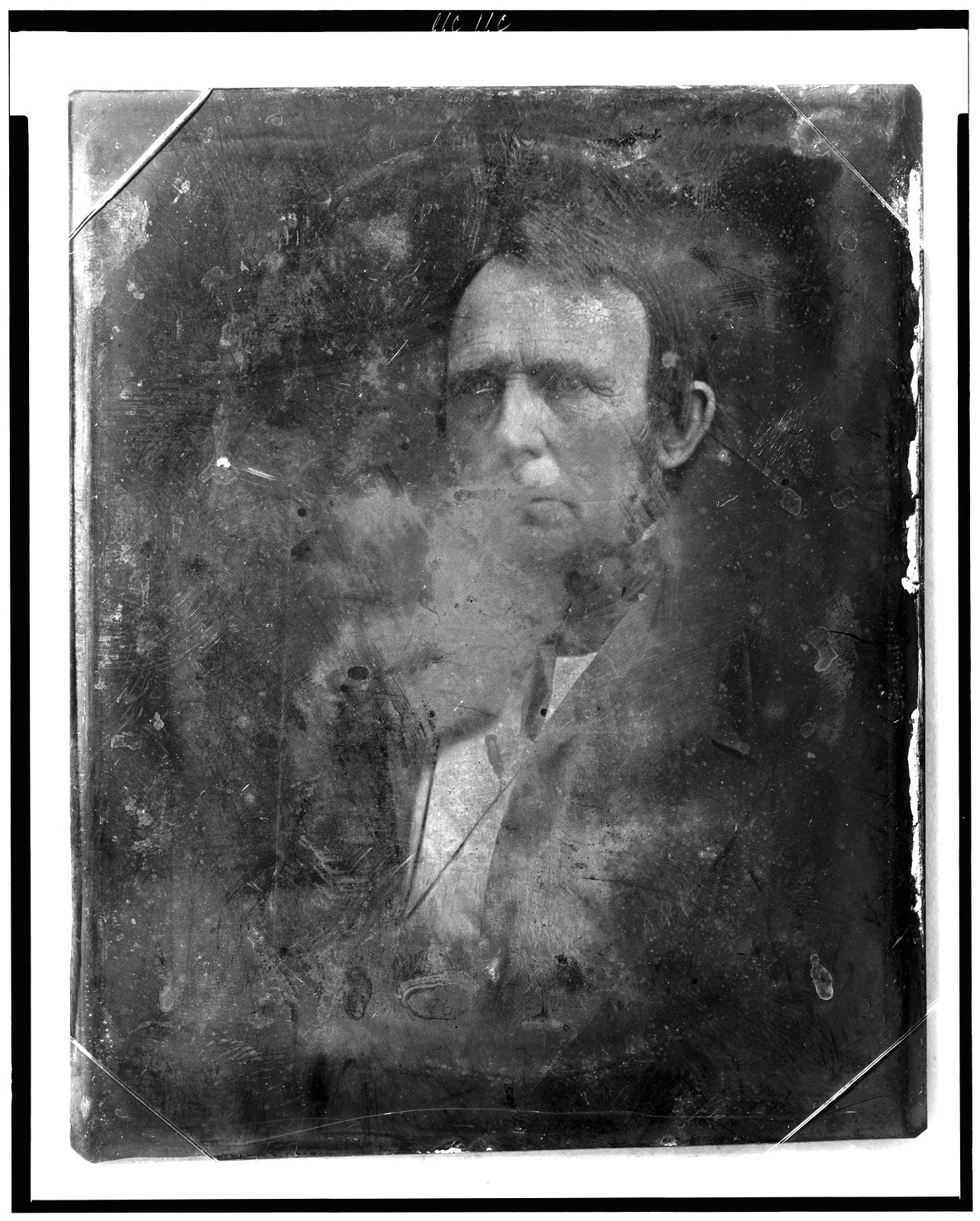Daguerreotype portrait of an unidentified man in a dark coat, 1844 — historic photograph
