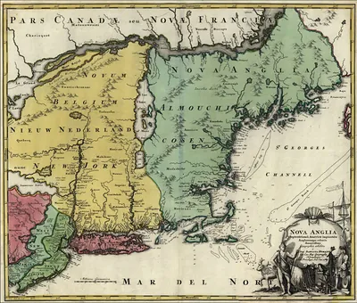 Map titled Nova Anglia showing New England and surrounding regions
