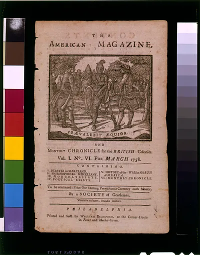 The American magazine, and monthly chronicle for the British colonies Praevalebit aequior.