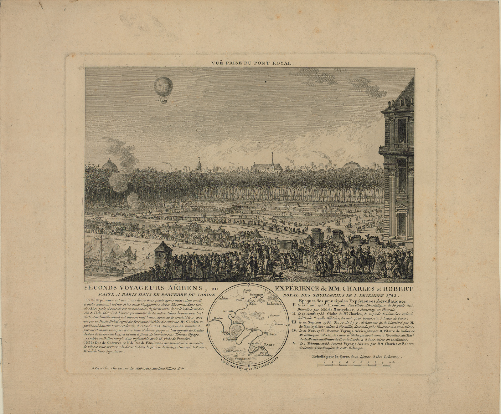 Second Balloon Voyagers, Experiment in the Tuileries Garden, Paris — historic image
