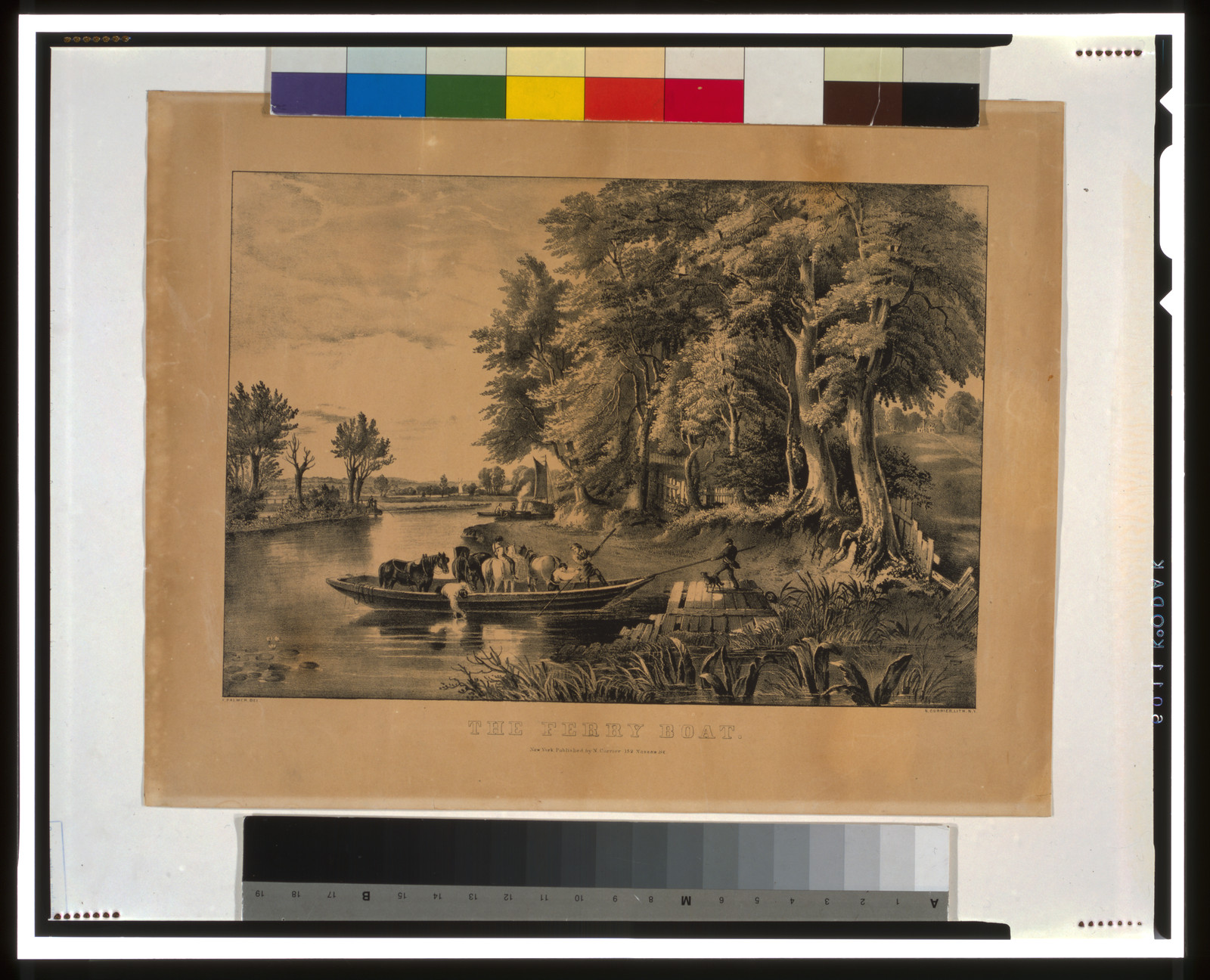 The ferry boat / F. Palmer, del. ; N. Currier Lith. N.Y., New York : Published by N. Currier, [ca.1847] — antique lithograph