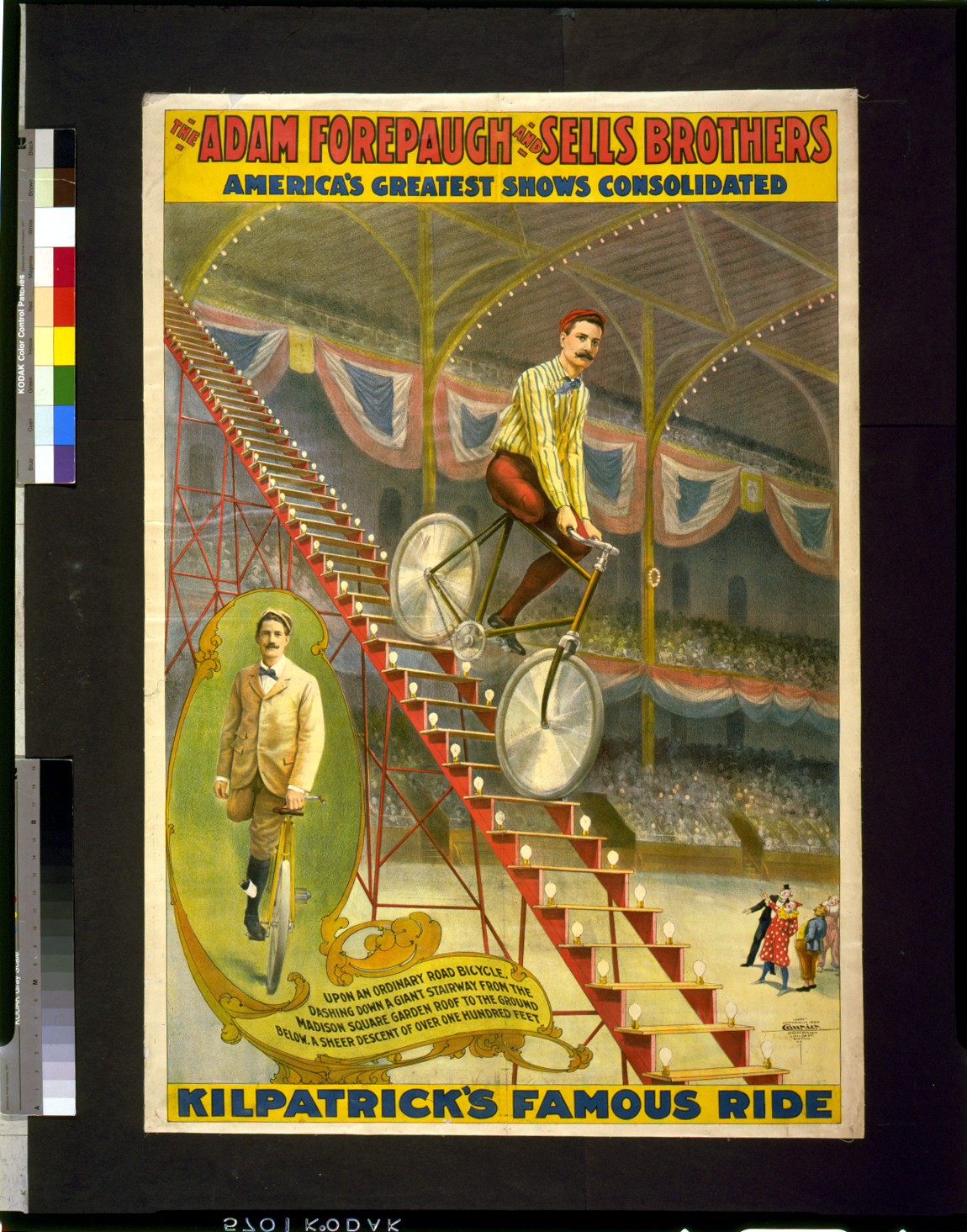 The Adam Forepaugh and Sells Brothers America's greatest shows consolidated--Kilpatrick's famous ride, c1900. — vintage poster