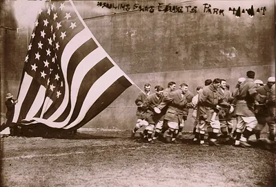 Hauling flag--Ebbets Park