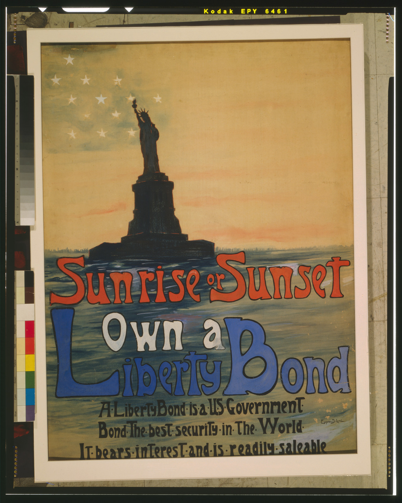 Sunrise or sunset own a Liberty Bond / Eugenie DeLand., 1917 — vintage poster