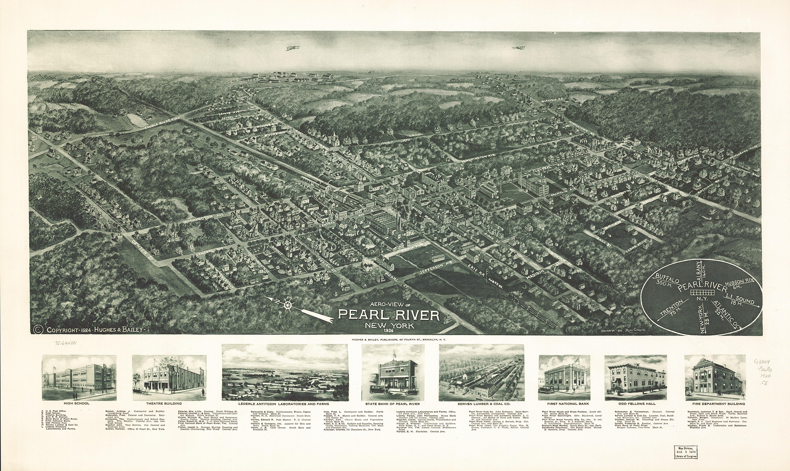 Pearl River, New York, 1924, 1924 — antique map