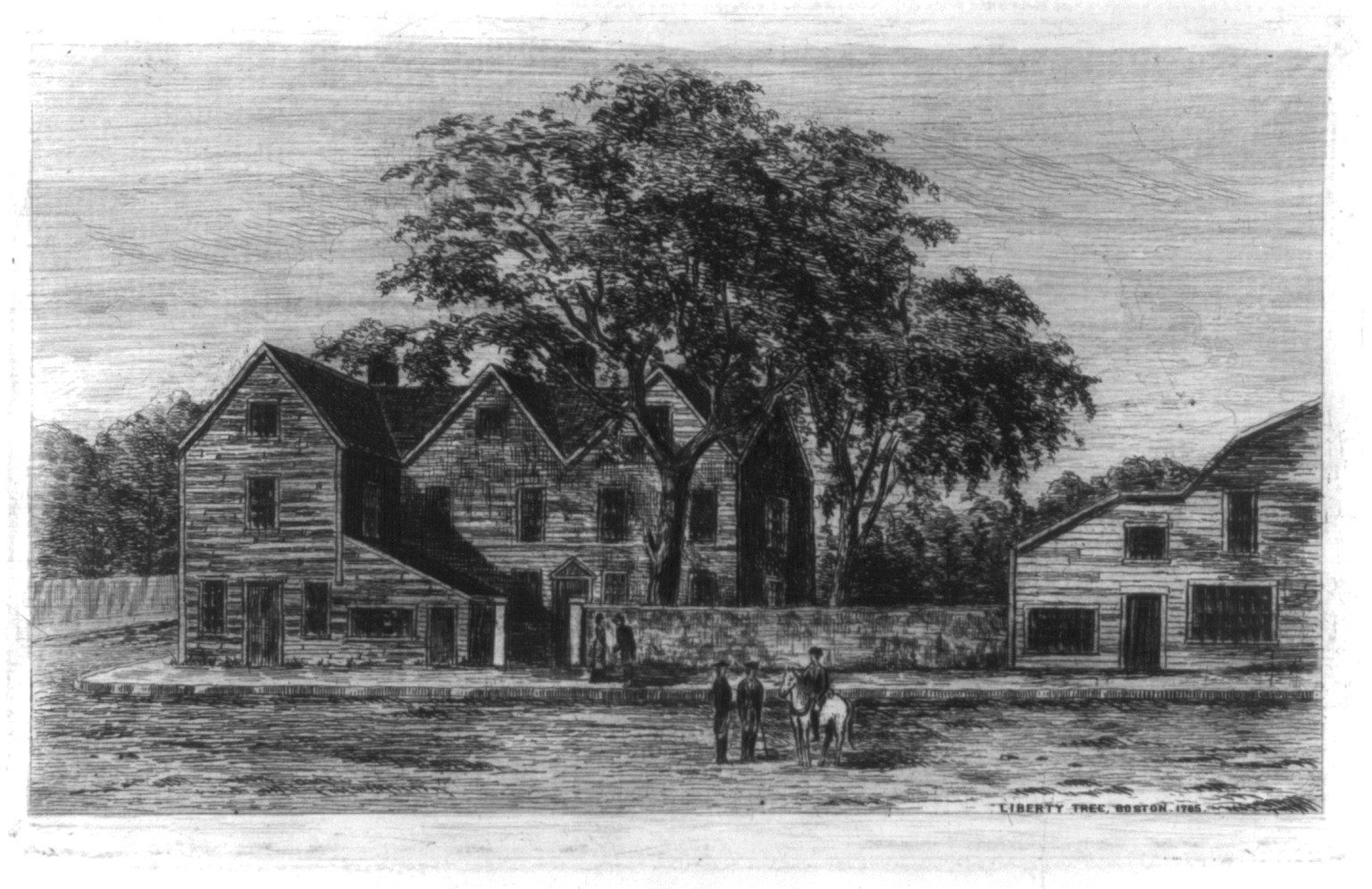 Liberty Tree, Boston, 1765 — historic print