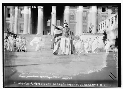 Florence F. Noyes as "Liberty" in Suffrage Pageant