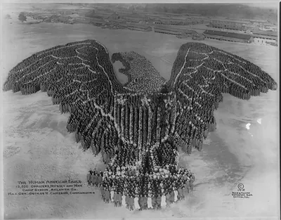 The Human American eagle; 12,500 officers, nurses and men; Camp Gordon, Atlanta, Ga.; Maj. Gen. George H. Cameron, commanding