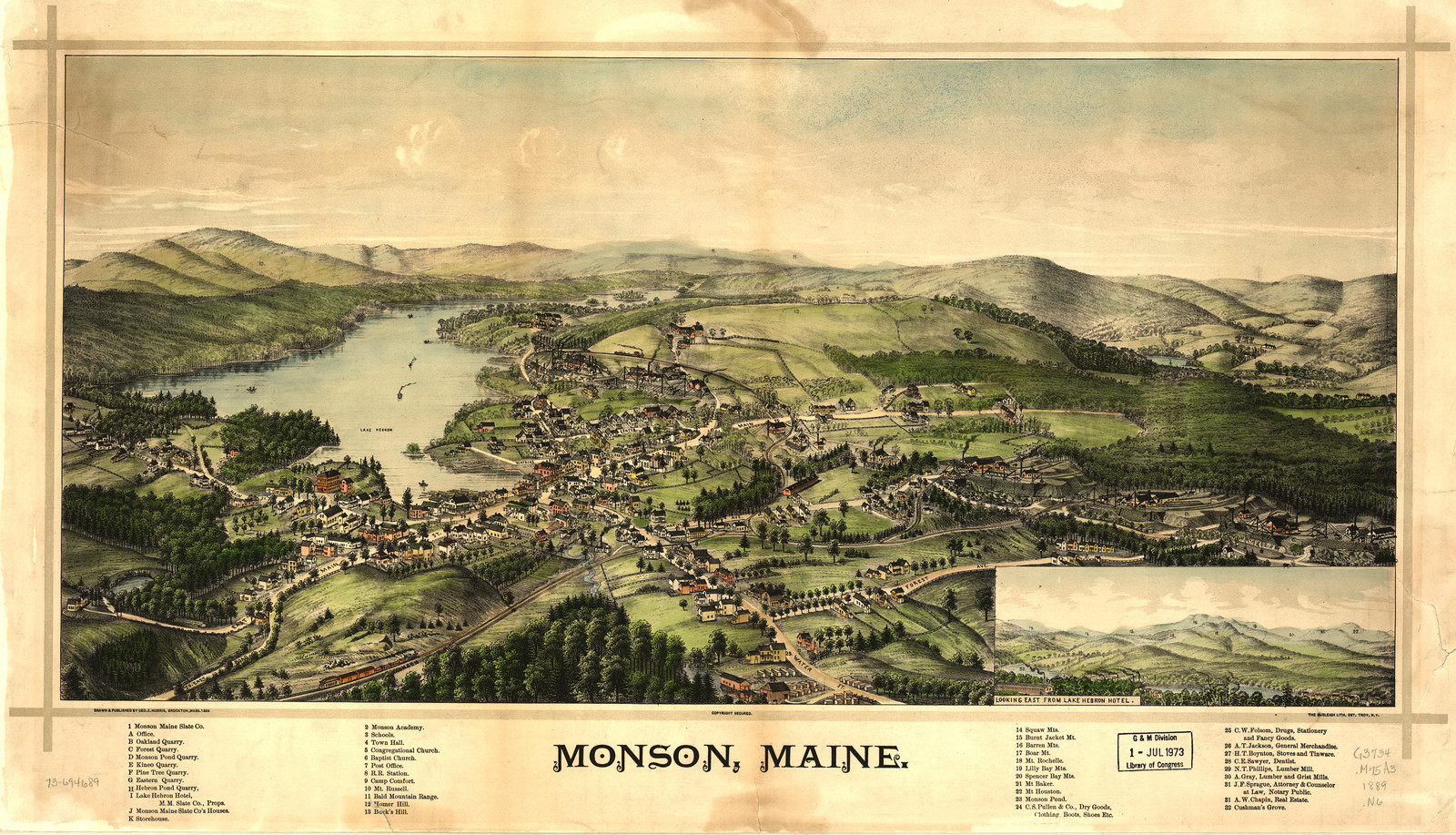 Monson, Maine, 1889, 1889 — antique map