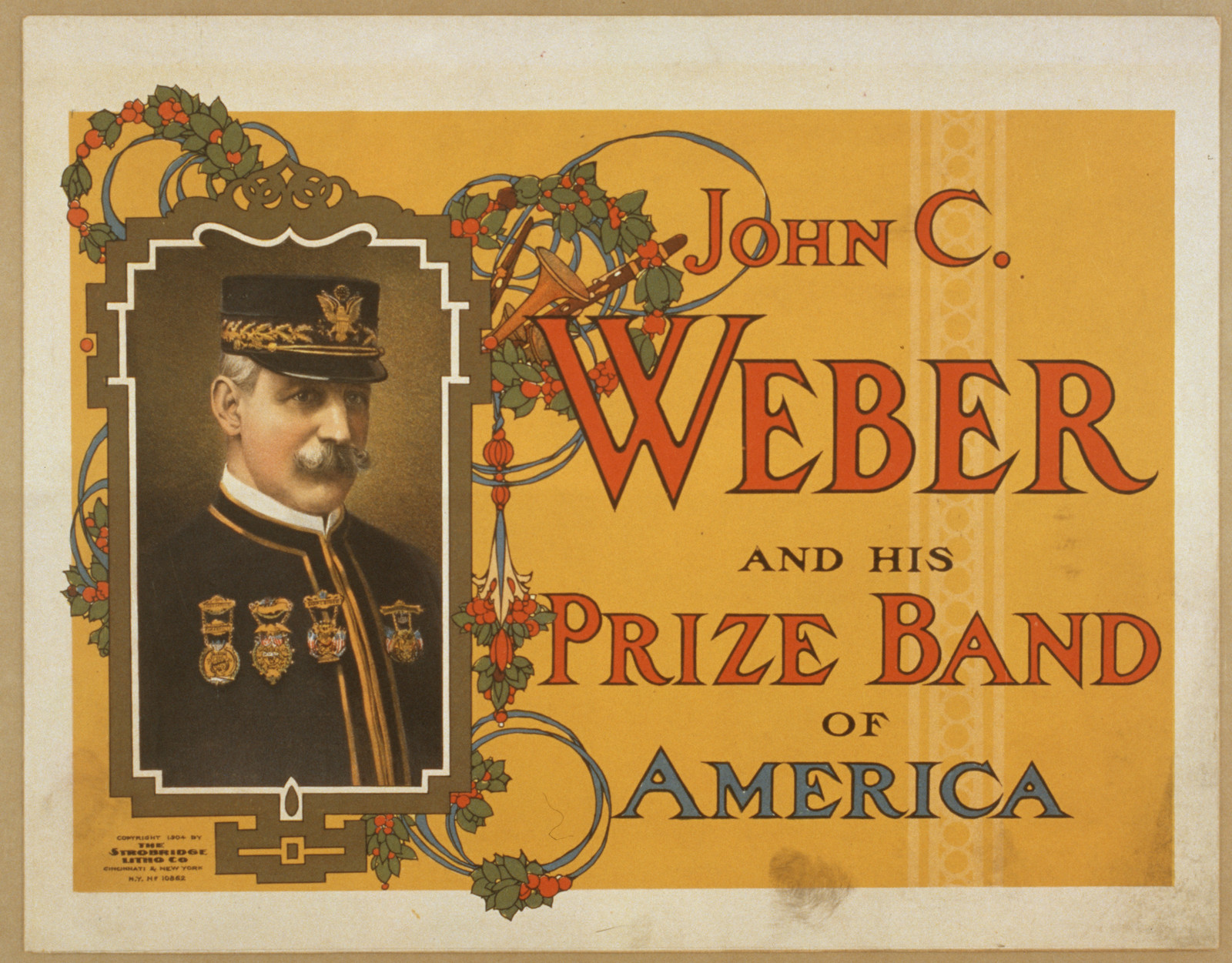 John C. Weber and his prize band of America, 1904 — vintage poster