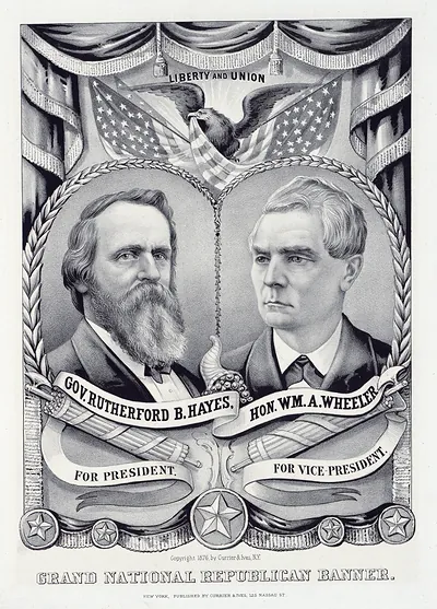Grand National Republican Banner: Hayes and Wheeler campaign print, 1876