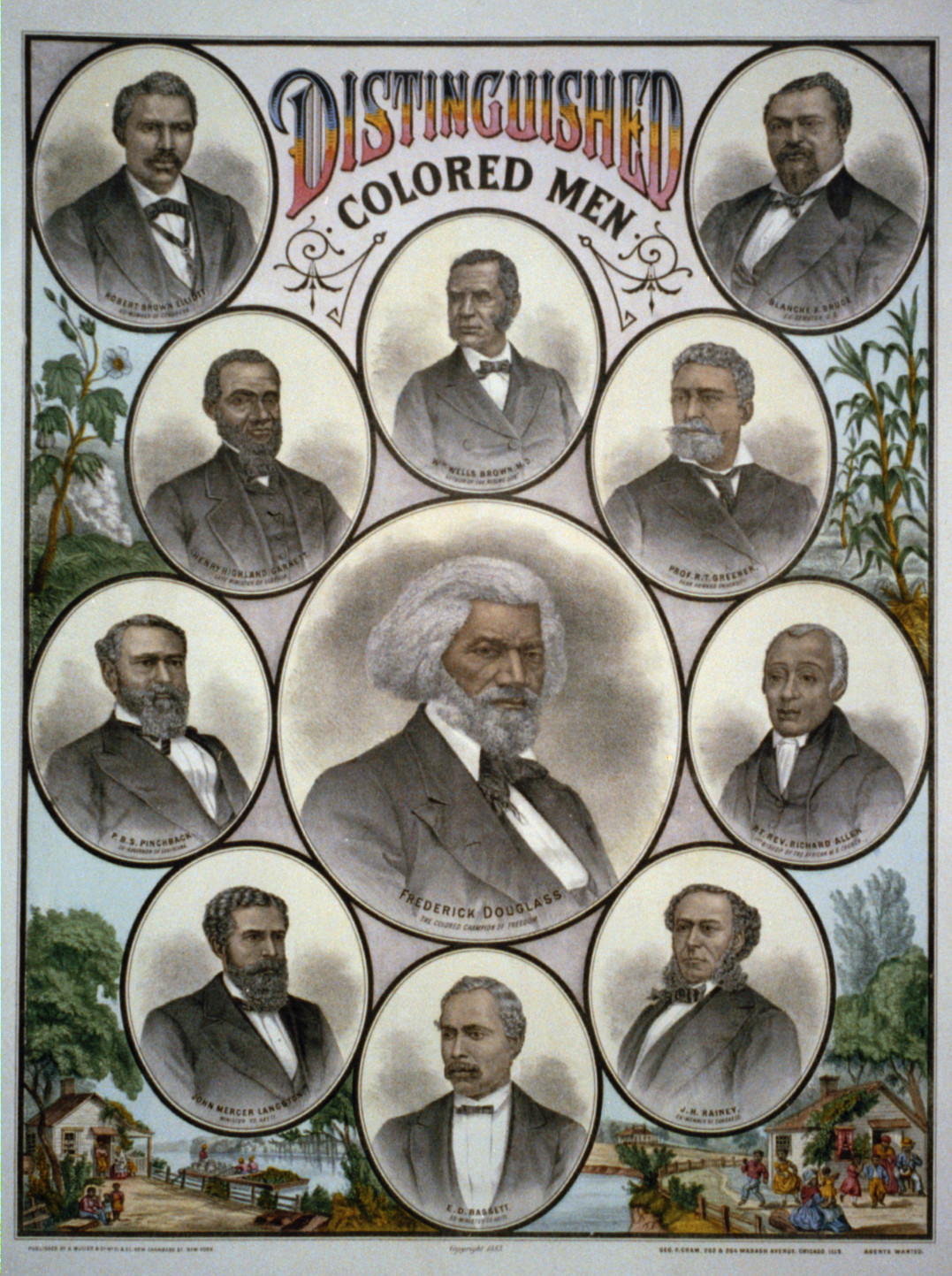 Distinguished colored men, New York : Published by A. Muller & Co., c1883 (Chicago, Ills. : Geo. F. Cram) — antique lithograph