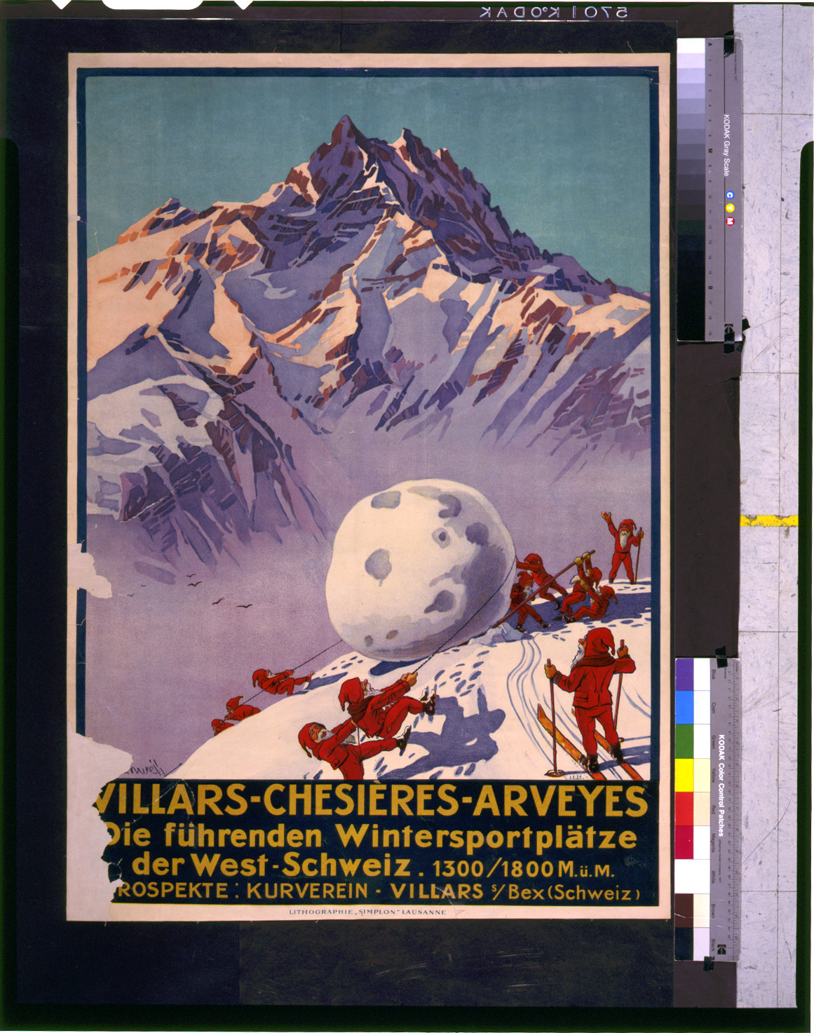 Villars - Chesières - Arveyes. Die führenden wintersportplätze der West-Schweiz / J.E.M., Lausanne : Simplon" — vintage poster