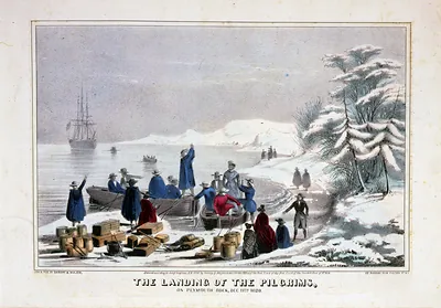 The landing of the Pilgrims, on Plymouth Rock, Dec. 11th 1620 / lith. & pub. by Sarony & Major.