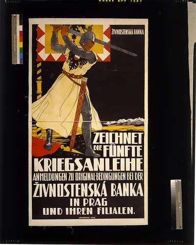 Zeichnet die fuumlnfte Kriegsanleihe ... Zivnostenskaacute Banka in Prag und ihren Filialen!