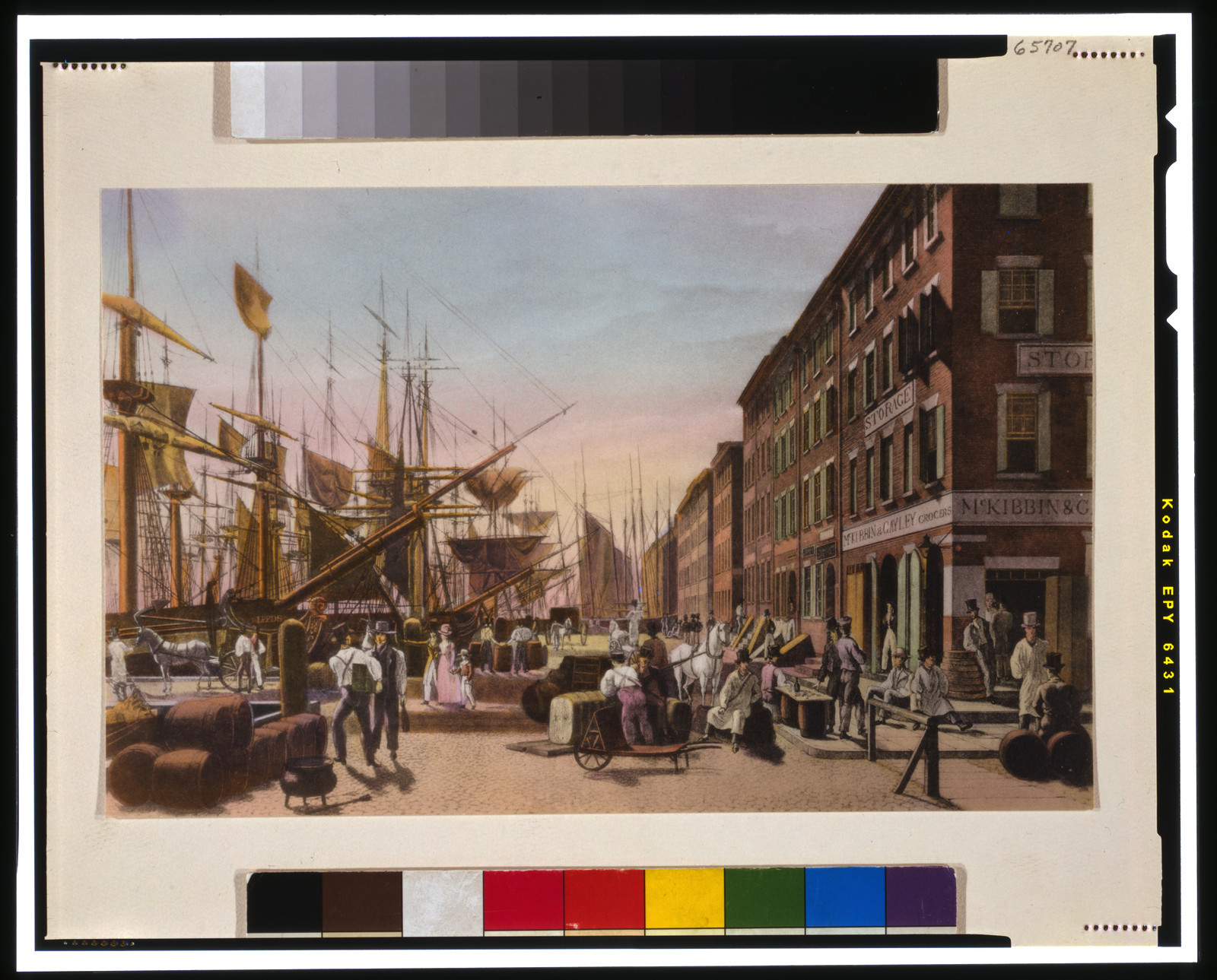 [Busy wharf scene, New York City in early 19th Century], [191-] — historic print