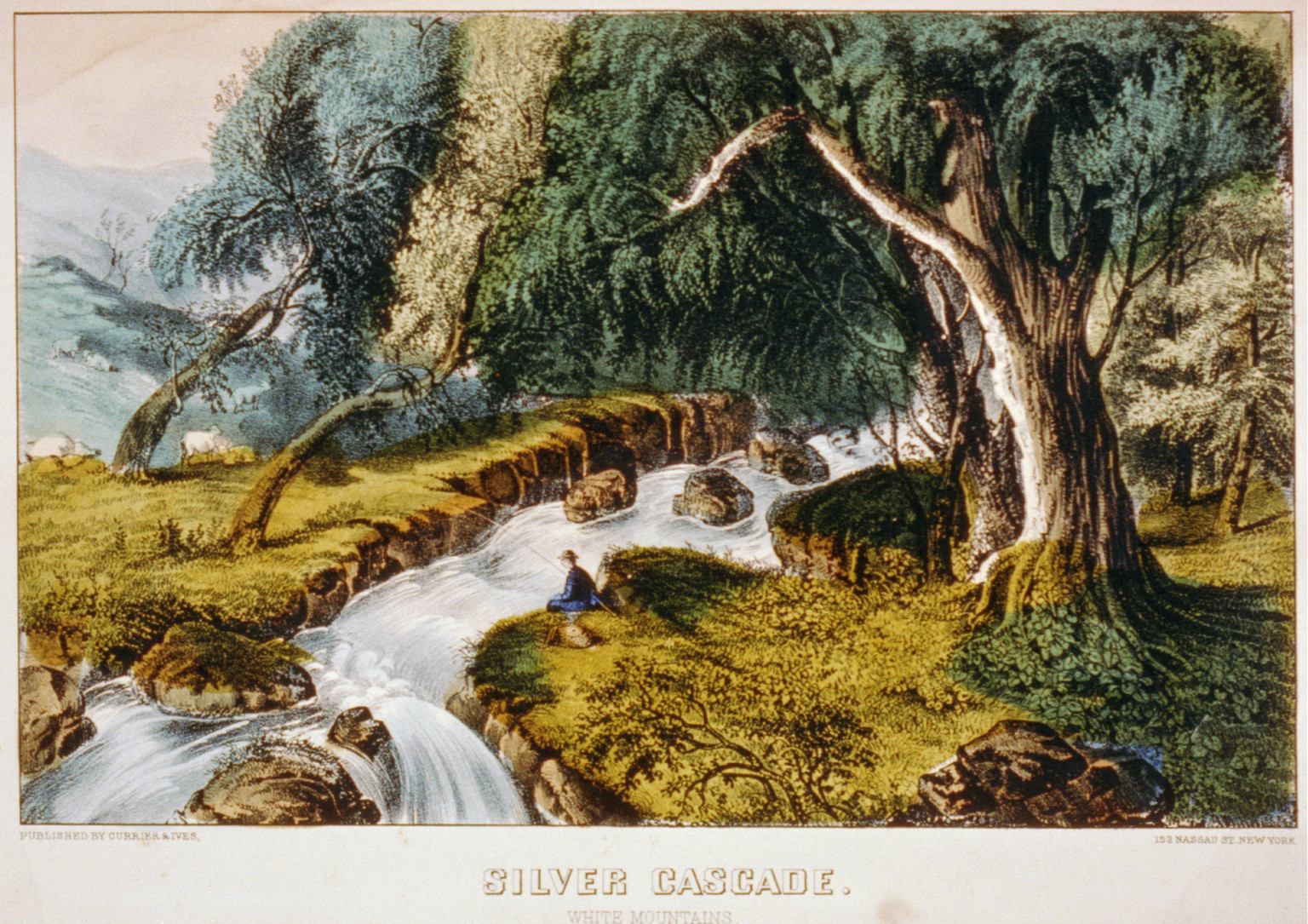Silver Cascade--White Mountains, New York : Published by Currier & Ives, [between 1840 and 1880] — antique lithograph