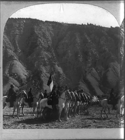 The White Troop at Drill, Fort Yellowstone, National Park